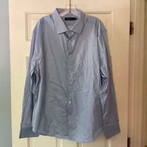 District & Row Blue Geo Print Button Up Shirt Long Sleeve Size XXL 2XL NWT
